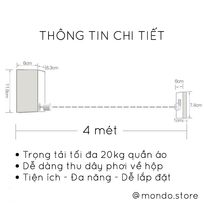 Hộp Dây Phơi Quần Áo Tự Động Thu Hồi Dây Đa Năng