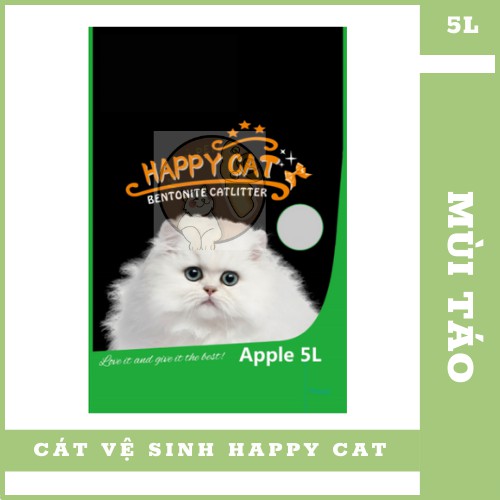 ( KHUYẾN MÃI ) Cát Vệ Sinh Happy Cat Cho Mèo 5L - Mùi Táo