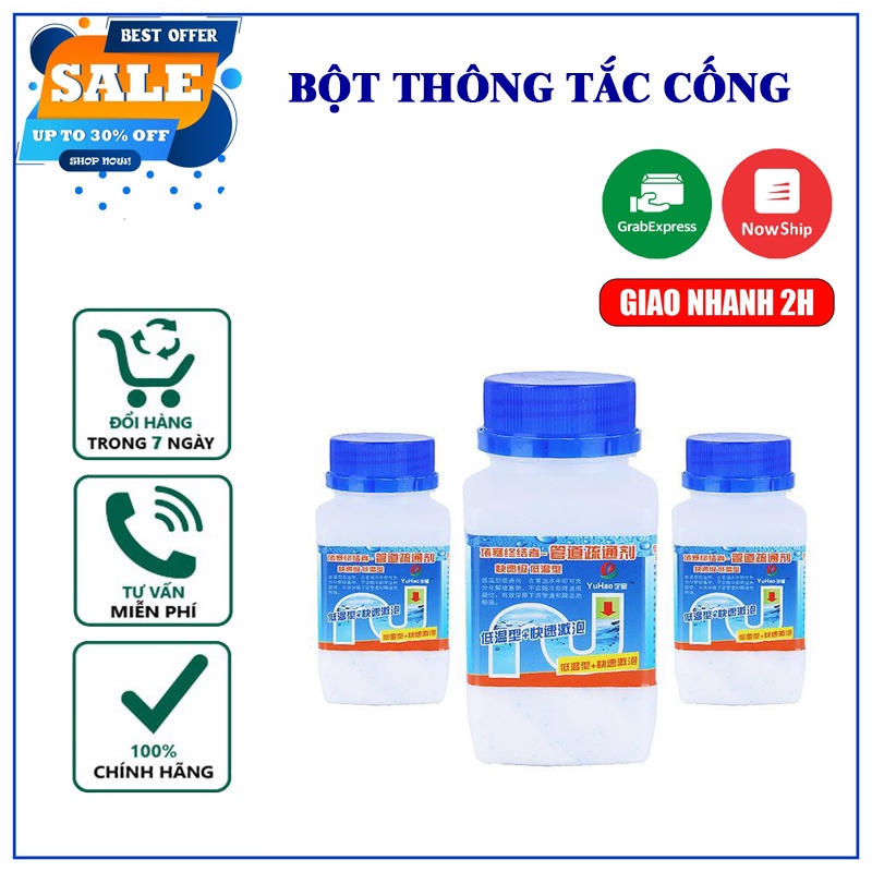 Chai bột thông tắc cống thần thánh, bột tẩy vệ sinh bồn cầu, thông tắc cống cực mạnh, thông cống