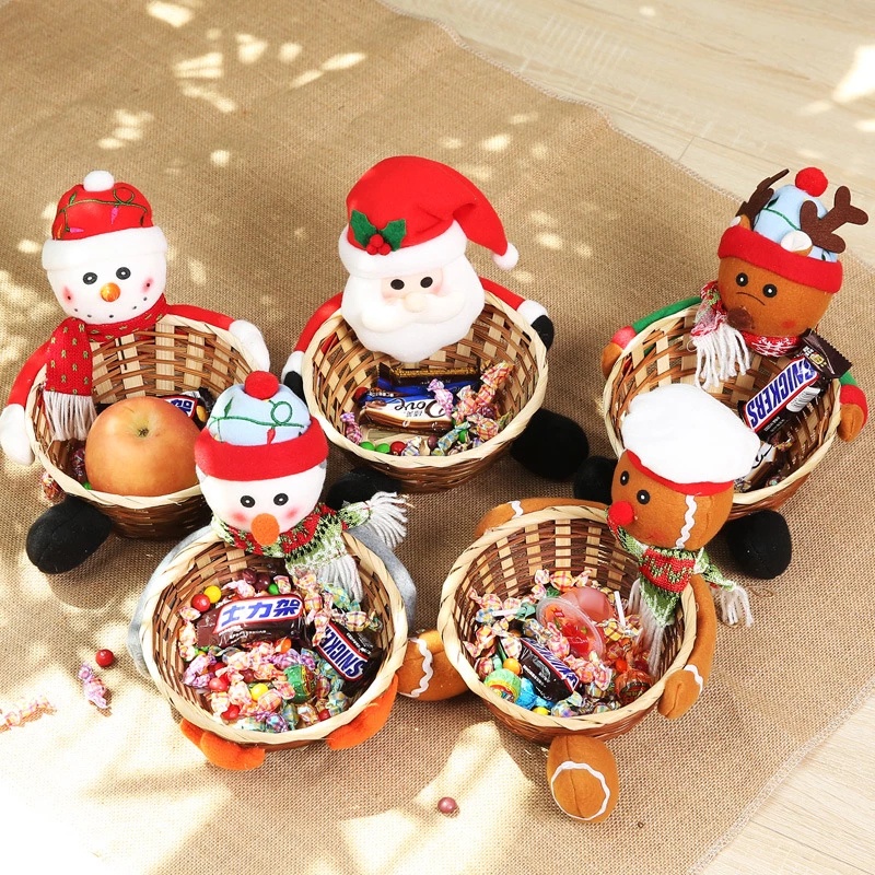 Giỏ Đựng Kẹo Trang Trí Bàn Giáng Sinh Hình Ông Già Noel Tuần Lộc Người Tuyết Tuần Lộc