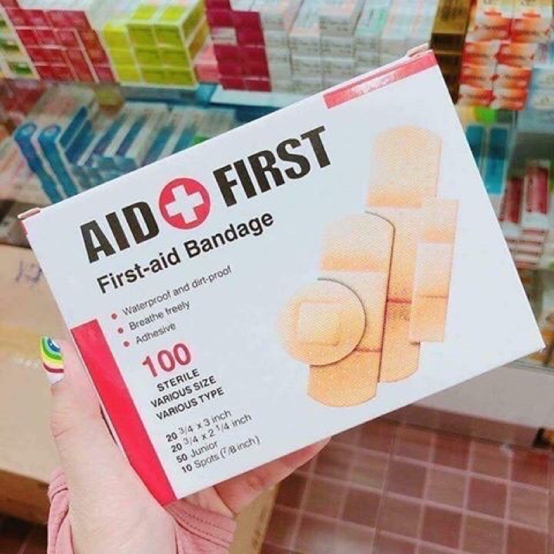 Hộp 100 băng keo cá nhân bảo vệ vết thương, chống thấm nước tiện dụng