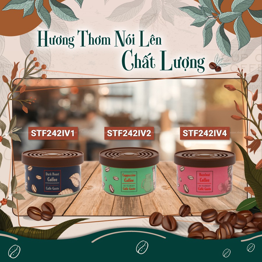 Sáp thơm ô tô AIR-Q CAFFE GUSTO NO242IV-4 Hazelnut Coffee 36g