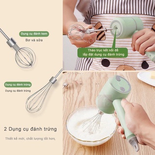 Máy đánh trứng cầm tay mini, máy đanh trứng 3 trong 1 màu xanh, hồng nhỏ gọn tiện lợi