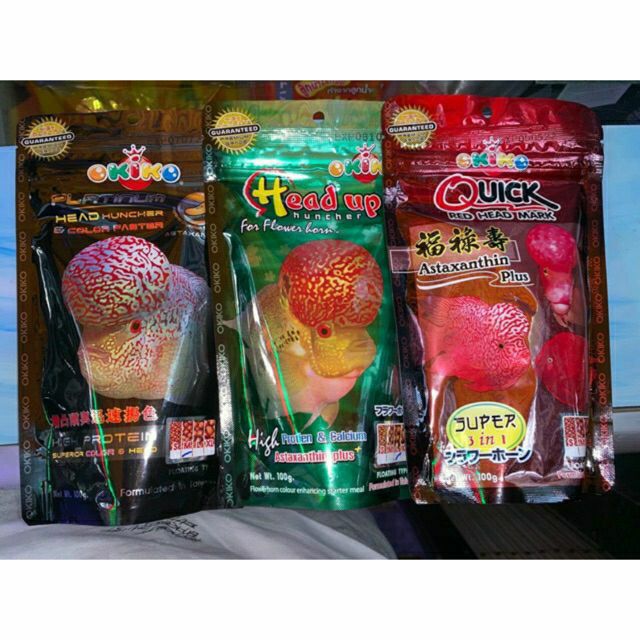 Thức ăn cho cá la hán lên đầu, màu và châu Okiko Thái Lan