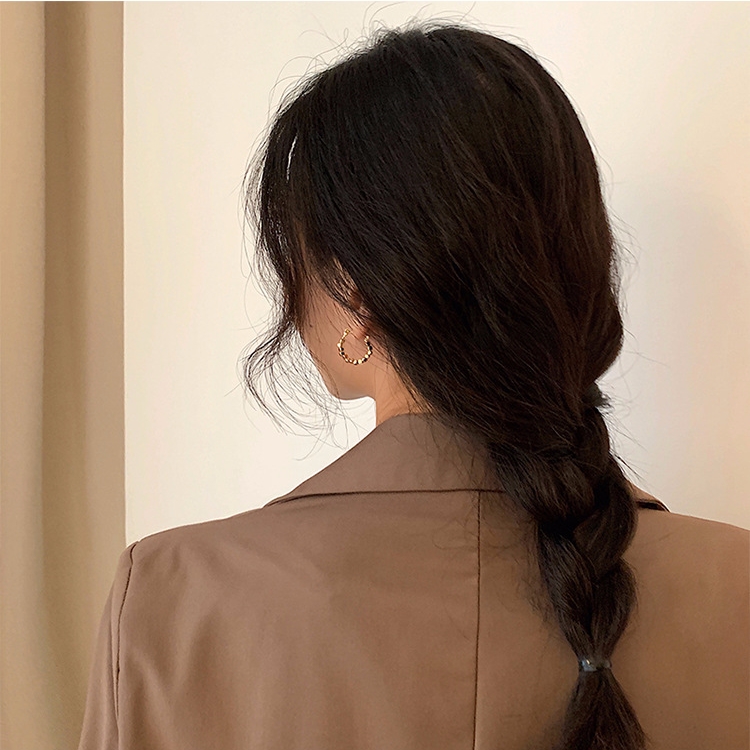 Bông Tai Kim Loại Hình Khối Tròn Thời Trang Hàn Quốc Cho Nữ