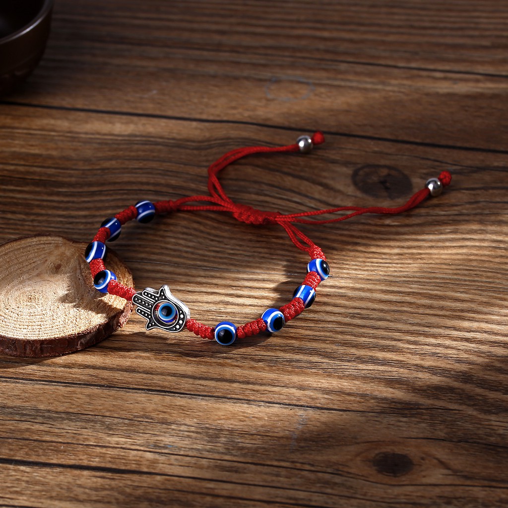 Vòng tay dây bện RINHOO phối mặt phụ kiện mắt quỷ cá tính