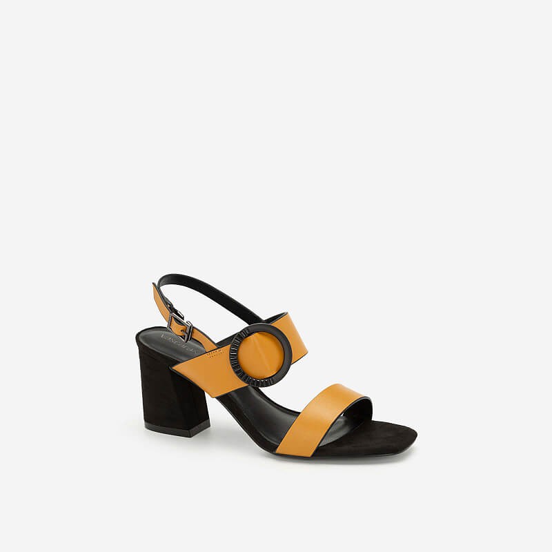 Vascara - Giày Sandal Cao Gót Trang Trí Vòng Kim loại - SDN 0656 - Màu Vàng Đậm