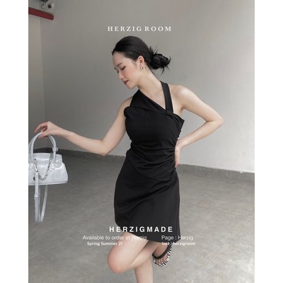 Keva dress B1823 - Váy ôm nhúm eo HERZIG quai cổ phong cách chất co dãn cá t | BigBuy360 - bigbuy360.vn