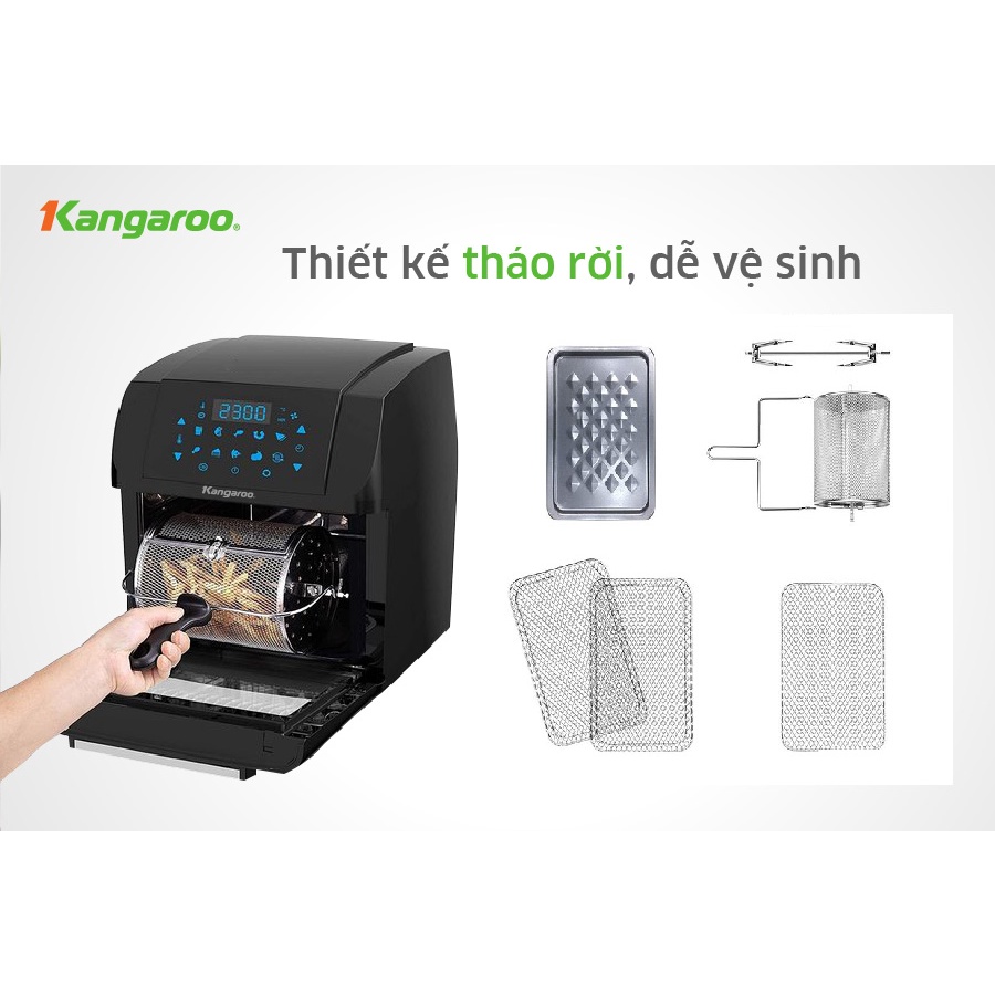 Lò chiên không dầu 12L Kangaroo KG12AF5A - 1500W - cho gia đình 7-10 người - 10 chế độ nấu cài đặt sẵn