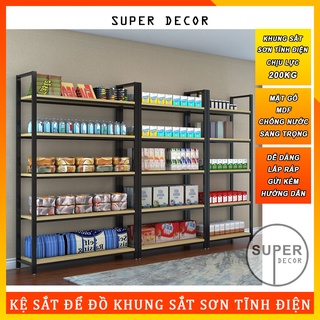 Kệ sắt đa năng 3-4-5 Tầng trưng bày sản phẩm cửa hàng siêu thị, khung sắt sơn tĩnh điện, mặt gỗ melamin chịu tải cao