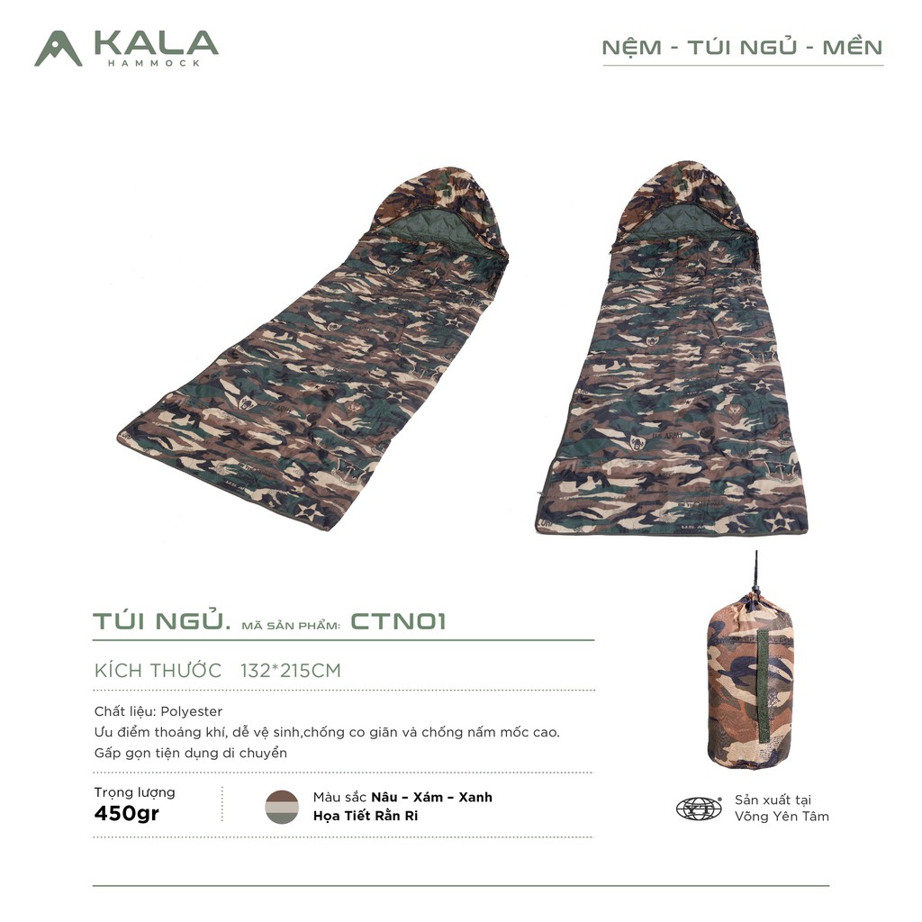 túi ngủ camo dã ngoại