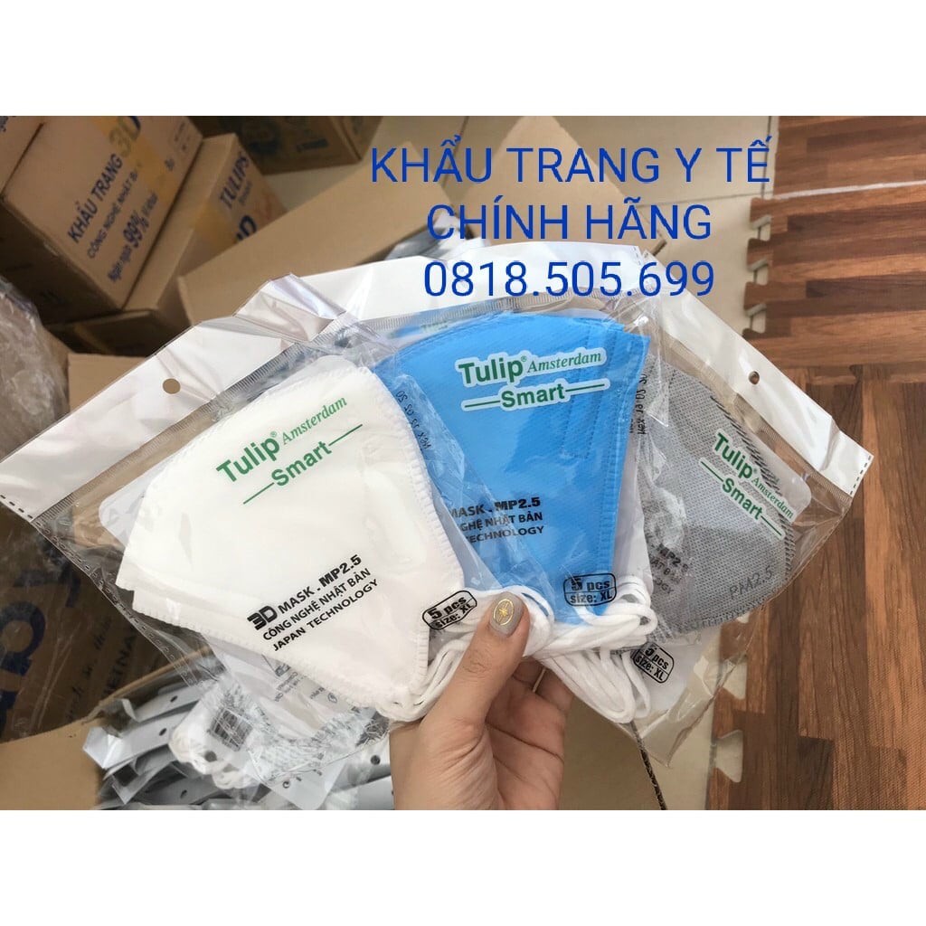 Khẩu trang 3D Tulips PM2.5 công nghệ Nhật Bản (gói 5 cái)