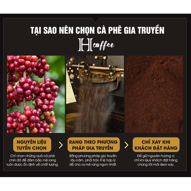 1KG Cà phê Arabica rang xay Nguyên Chất - Pha Phin hoặc Pha Máy - Thơm Sâu - Đậm đà - Hậu Ngọt - Hcoffee