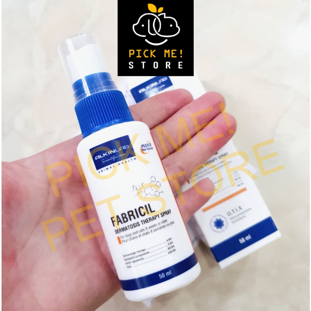[CHÍNH HÃNG] FABRICIL 50ml -  Xịt Nấm Da Có Mủ, Viêm da, Ngứa Da, Mẩn Đỏ, Tiết Bả Nhờn Cho Chó Mèo