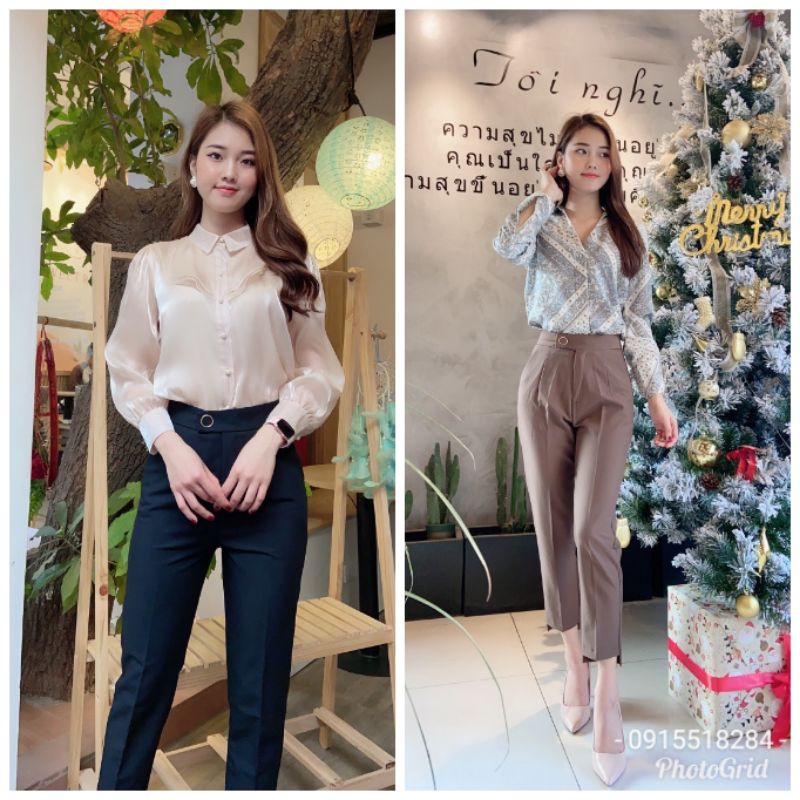 Quần baggy nữ gấu lệch, quần baggy công sở vải cao cấp tôn dáng shop.congso