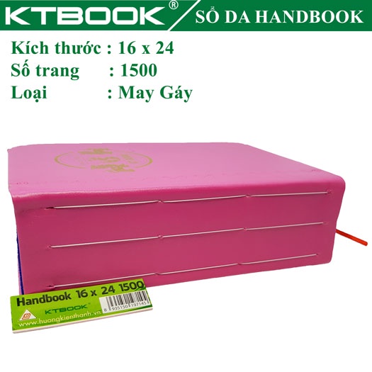 SỔ GHI CHÉP BÌA DA KTBOOK HANDBOOK CAO CẤP 1500 trang size 16 x 24 cm ruột giấy in caro (May gáy)