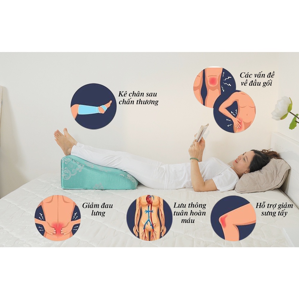 Gối kê chân giãn tĩnh mạch YOROKOBI cao 28cm giảm phù nề chân, tê bì, vọp bẻ