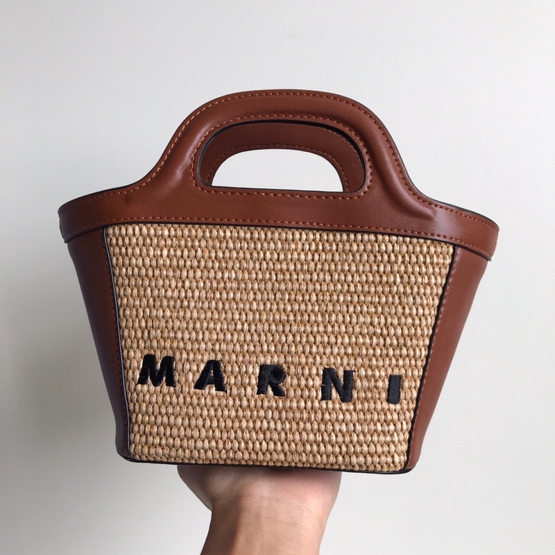 Túi xách nữ cao cấp thương hiêun Marni da thật cao cấp phối cói