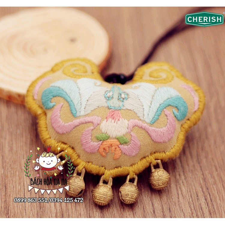 KIT Thêu trang trí Omamori Mẫu Đơn Bình An - DIY tự làm Túi thơm Trường Mệnh May Mắn - Treo Túi Xách - Bách hóa Na Na