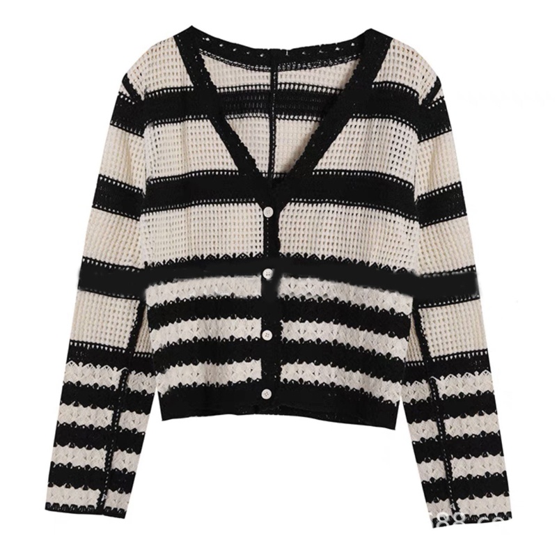 Áo Khoác Cardigan Họa Tiết Sọc Dễ Thương Dành Cho Nữ