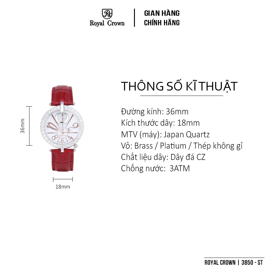 Bộ Sưu Tập Đồng Hồ Nữ Chính Hãng Royal Crown Dây Da 6104ST/3850ST/6116ST | BigBuy360 - bigbuy360.vn