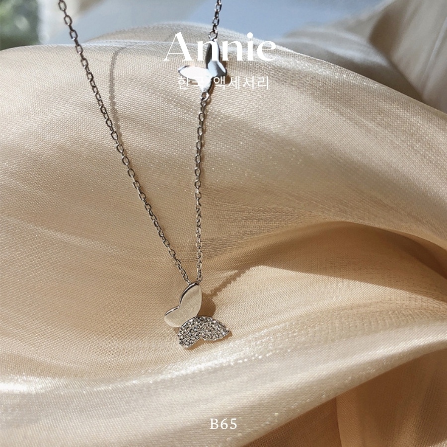 Dây chuyền bạc hình đôi bướm đính đá sợi mảnh nữ tính ANNIE - B65