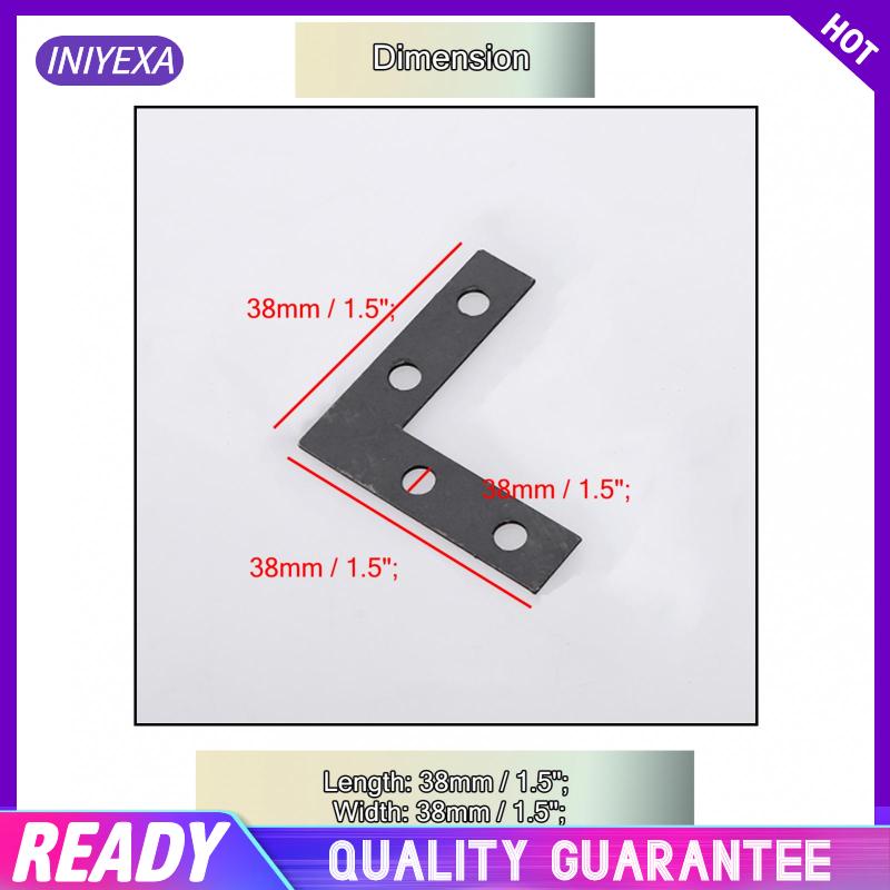 Durable 100 Pcs Black Angle Plate Corner Brace Flat L Shape Repair Bracket 38 x 38mm