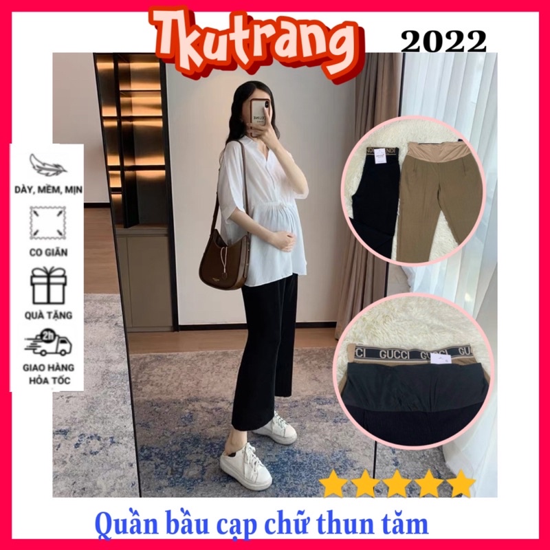 (video ảnh thật)Quần bầu cạp chữ chất thun tăm lạnh -thoải mái cho mẹ ,an toàn cho be- quanbaudep tkutrang