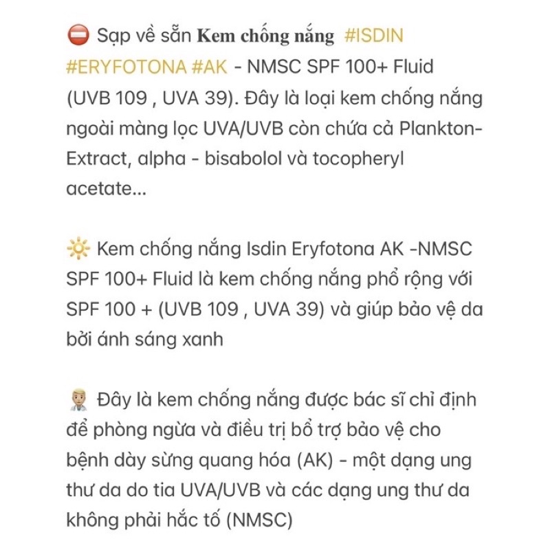 Kem chống nắng Isdin Eryfotona AK SPF 100+ Fluid