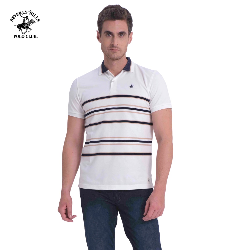 Áo polo ngắn tay Nam Beverly Hills Polo Club Regularfit Cotton Trắng PMRSS20TL117