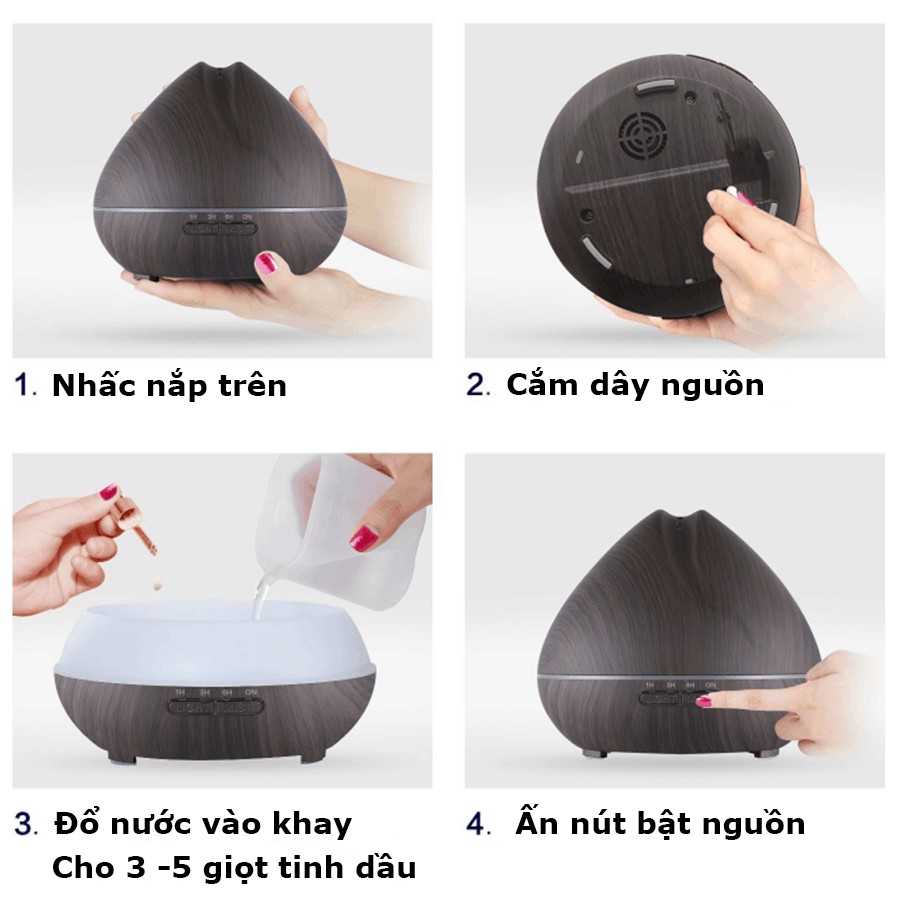 Máy Xông Tinh Dầu MKT15V Siêu Âm Phun Sương Dung Tích 550ml Kèm Điều Khiển(BH 12 Tháng)