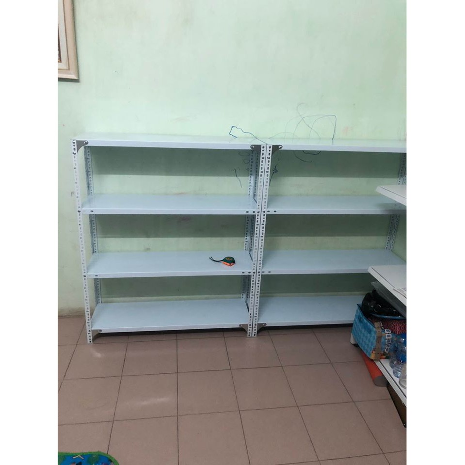 Kệ sắt sơn tĩnh điện lắp ghép đựng đồ đa năng 4 tầng . Kích thước : Dài 120cm, Rộng 30cm, cao 120cm , 150cm