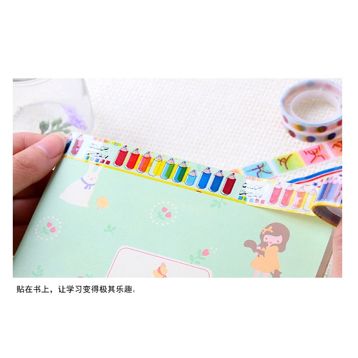 Băng Keo Dán Trang Trí Họa Tiết Hoạt Hình Dễ Thương Phong Cách Hàn Quốc