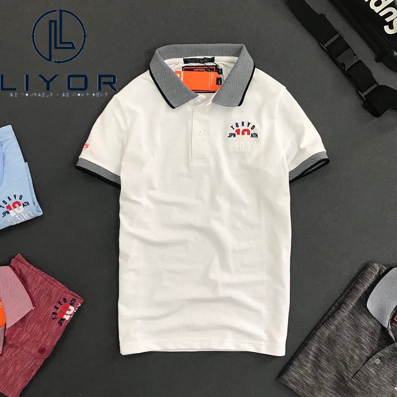 Áo thun nam có cổ thiết kế thêu nổi số 10 mới cao cấp thời trang nam Liyor - TACB4024 | BigBuy360 - bigbuy360.vn