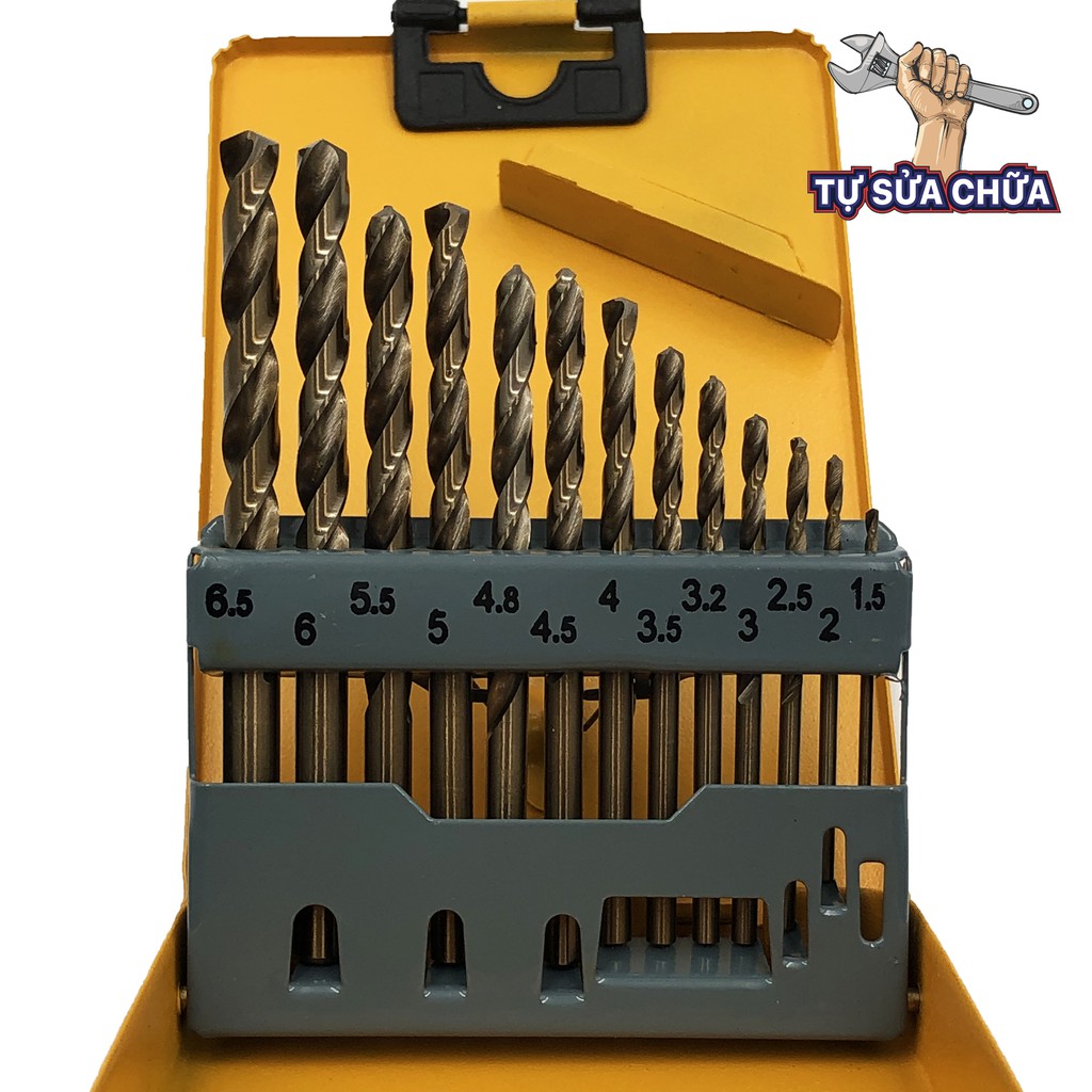Bộ mũi khoan 13pcs thép cao cấp đa năng để khoan gỗ, thép, bê tông.. chính hãng R'Deer RTD-13