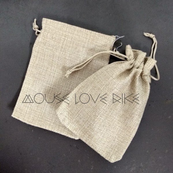 Túi dây rút vải bố thô kích thước nhỏ size 10x14cm đựng hoa khô cà phê làm quà tặng - mouse love rice