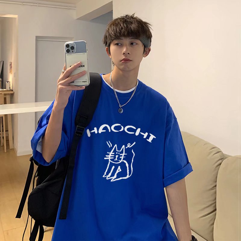 Áo Thun unisex Dáng Rộng Tay Ngắn In Chữ Phong Cách Hàn Quốc Thời Trang Mùa Hè Thoải Mái Size M-5XL