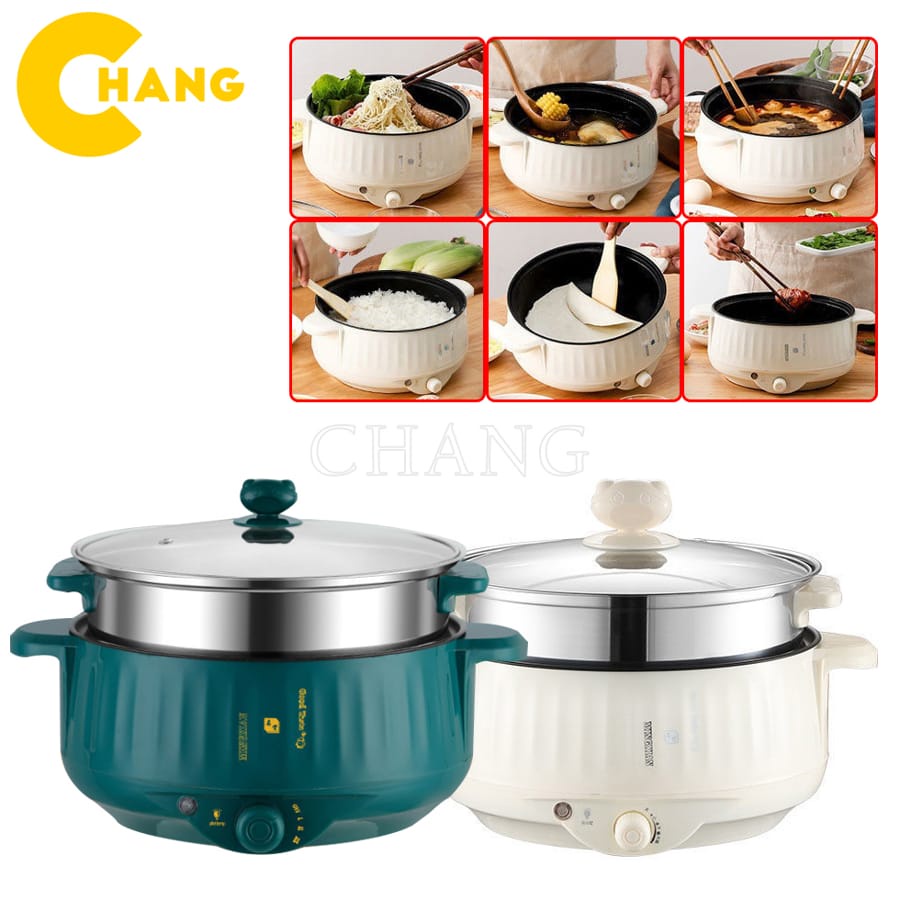 Nồi Lẩu Điện Mini Shanban Công Suất 1000W, Chống Dính Vân Đá Cao Cấp - Bếp Lẩu Gia Đình Kèm Giá Hấp