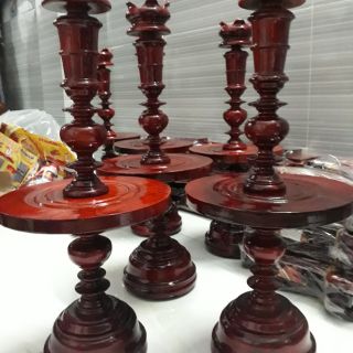 Cặp chân đèn thờ bằng gỗ