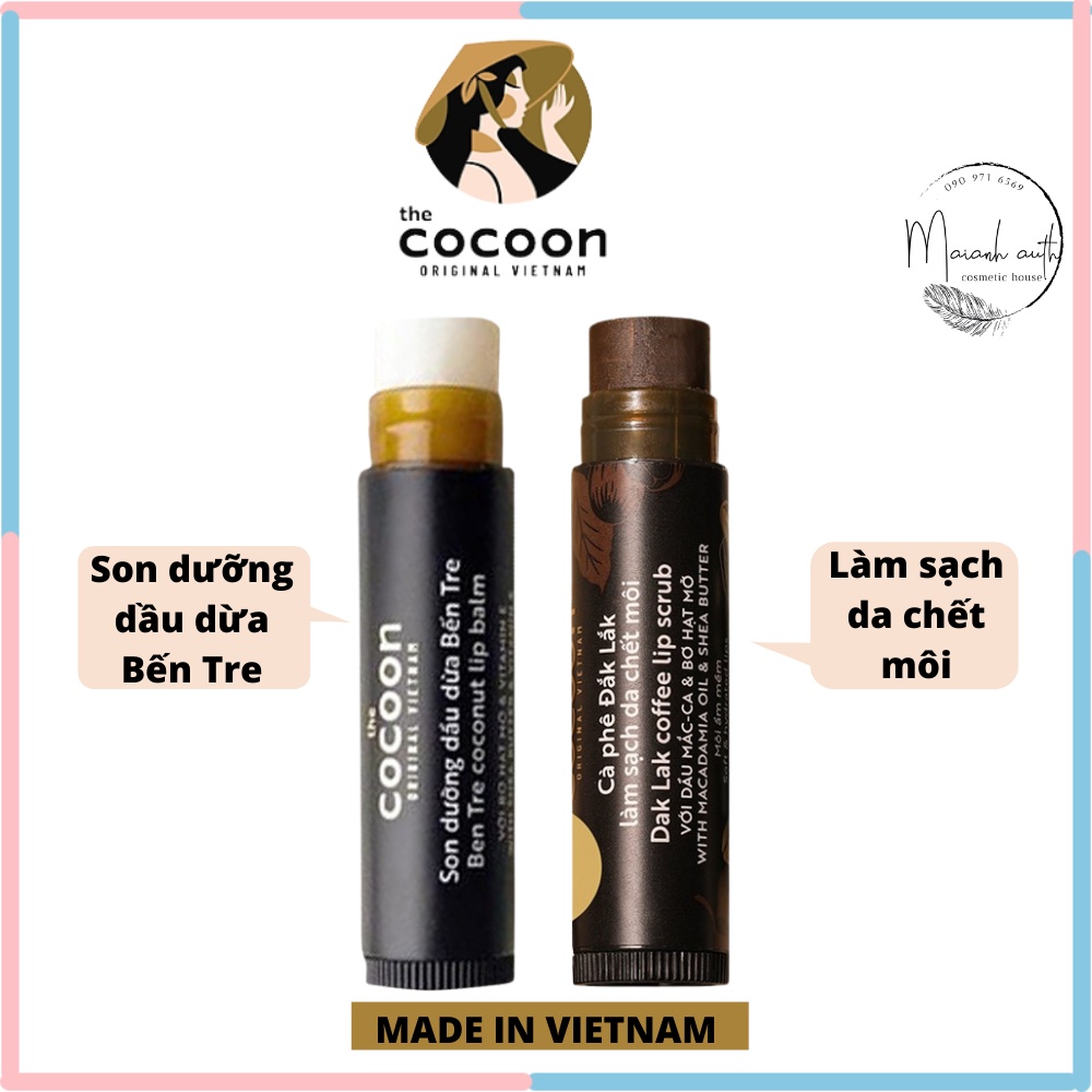 Son tẩy da chết Cocoon & Son dưỡng dầu dừa Bến Tre Cocoon