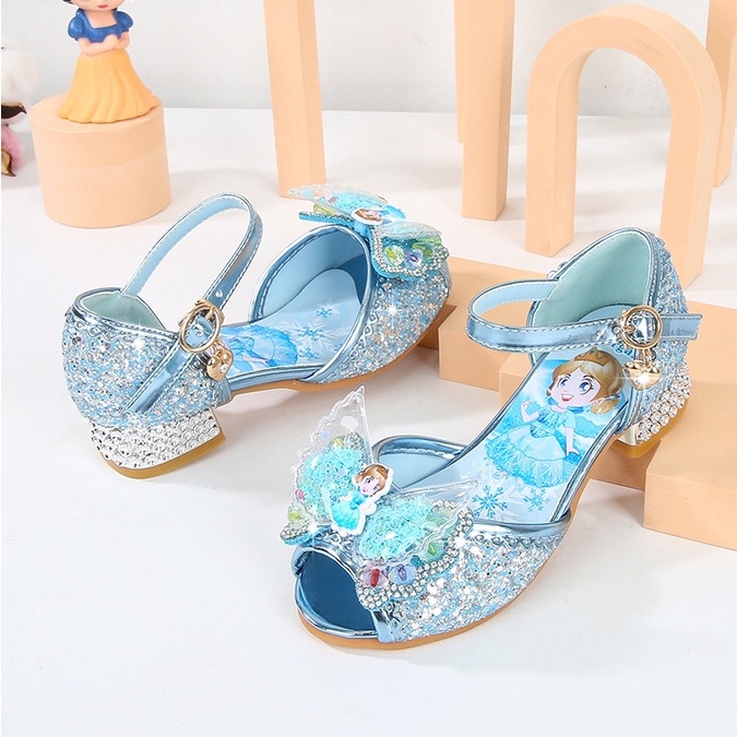 Giày công chúa cao gót cho bé gái 3-10 tuổi họa tiết Elsa mới đáng yêu xinh xắn