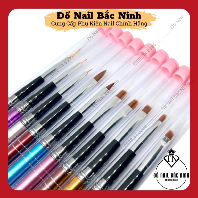 Bộ Cọ Vẽ Nail 10 Cây Cán Nhôm Cao Cấp Đầy Đủ Cọ Hoa Cúc, Cọ Nét, Cọ Bản , Cọ Màu Nước