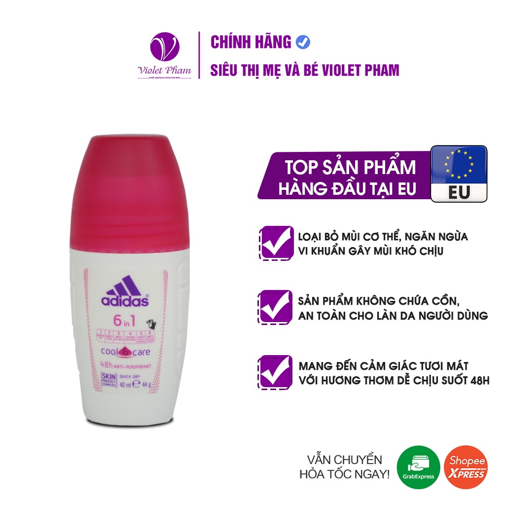 Lăn Khử Mùi Nữ Ngăn Mồ Hôi Adidas 6 in 1 40ml - VIOLETPHAM