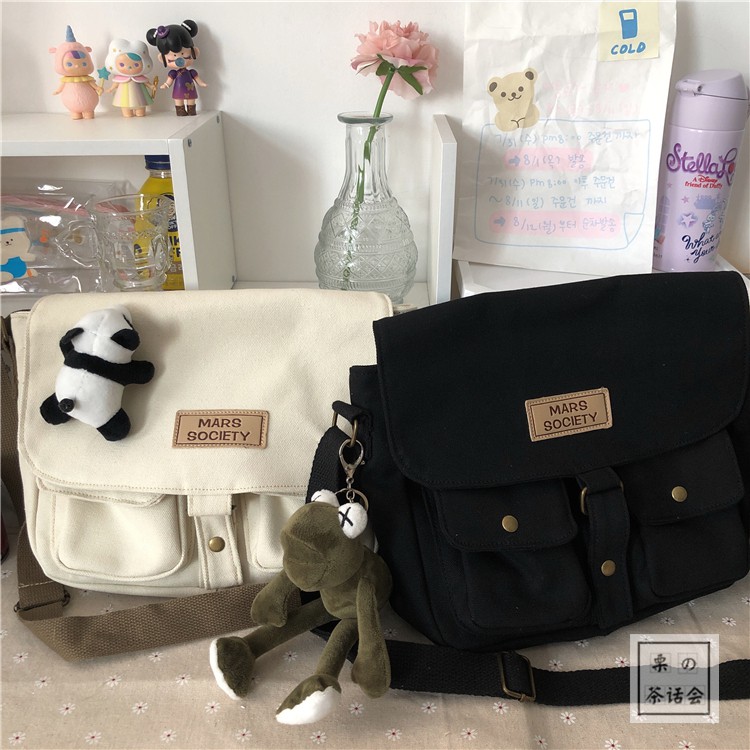 Túi đeo chéo vải ulzzang hàn quốc , túi vải thời trang unisex mang đi học , đi chơi TV026