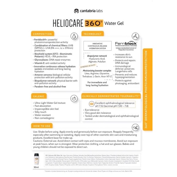 Kem chống nắng Helicare 360 Water Gel SPF 50 chống tia uv và chống nước 50ml