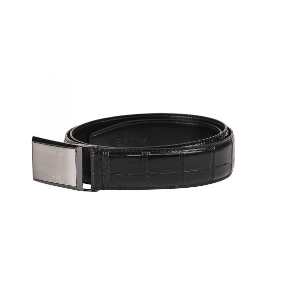 Thắt lưng nam da thật dập vân cá sấu, mặt đặc, màu đen Efora Leather Belt EF1011-BL