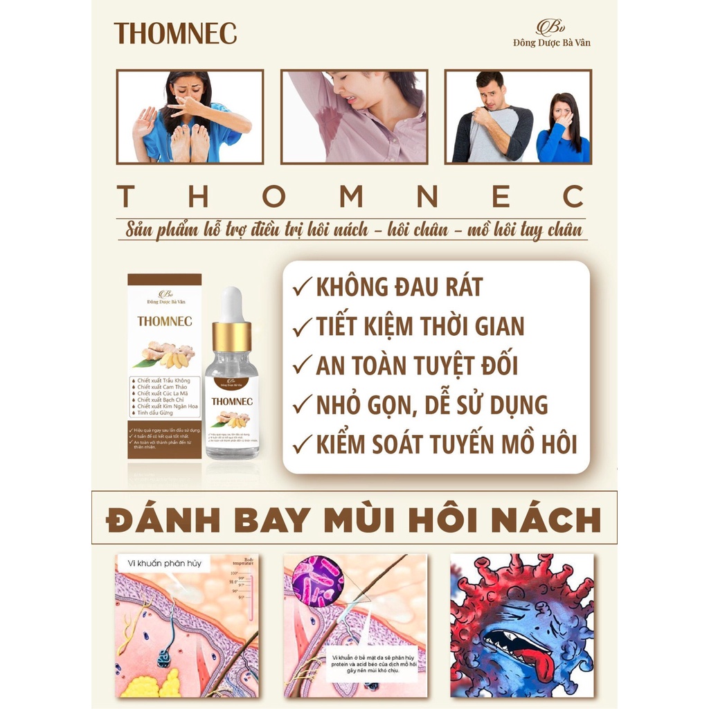 Serum Hôi Nách THOMNEC, Hỗ trợ đặc trị hôi nách Khử mùi hôi chân tay  Ngăn cản sự hoạt động của vi khuẩn