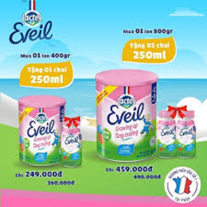 Sữa LacTel Eveil 800g nhập khẩu Pháp cho trẻ từ 1-3 tuổi(Date T7/2021)