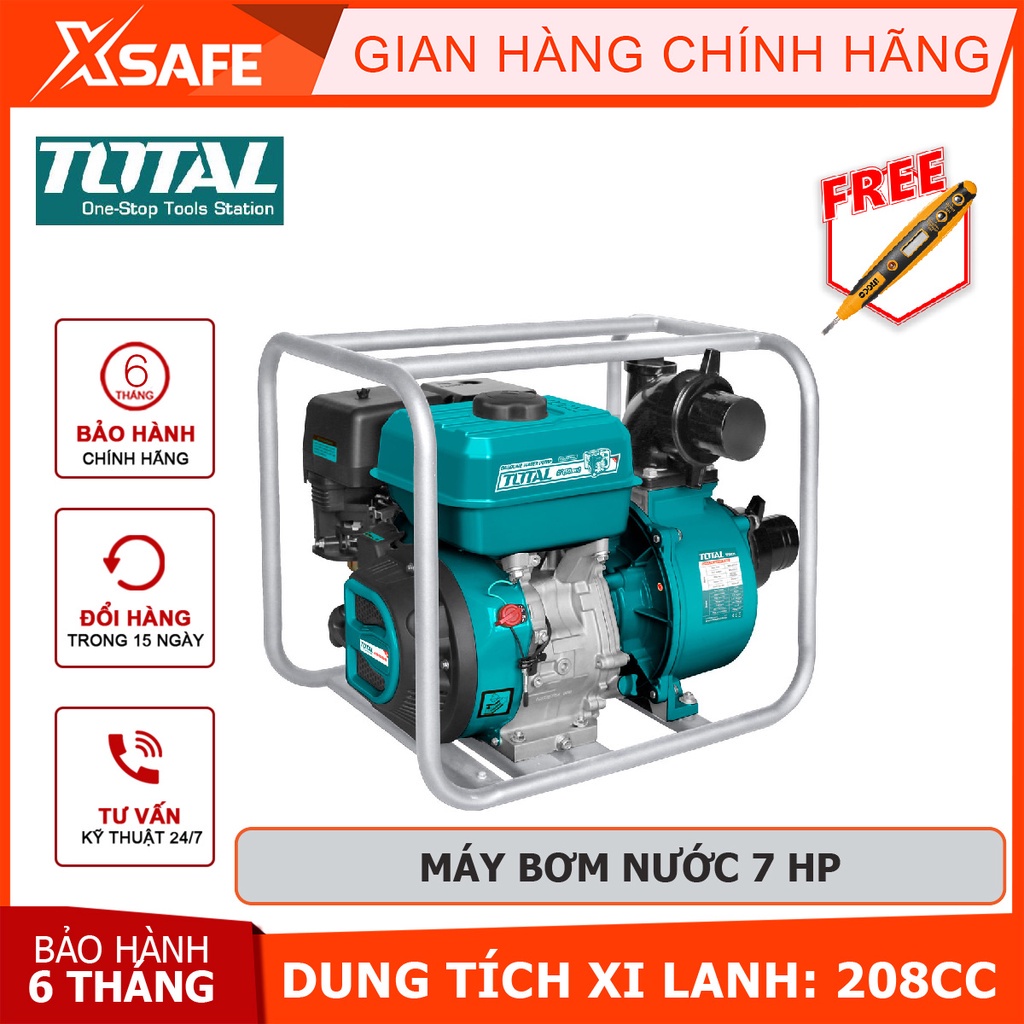 Máy bơm nước dùng xăng TOTAL Máy bơm mini chạy xăng Công suất 7.0HP - 9.0HP Dung tích xi lanh 208cc - 270cc - Chính hãng