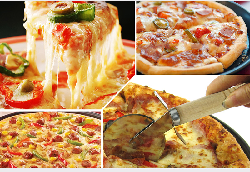 Dụng Cụ Cắt Bột Bánh Pizza Bằng Thép Không Gỉ Với Tay Cầm Gỗ